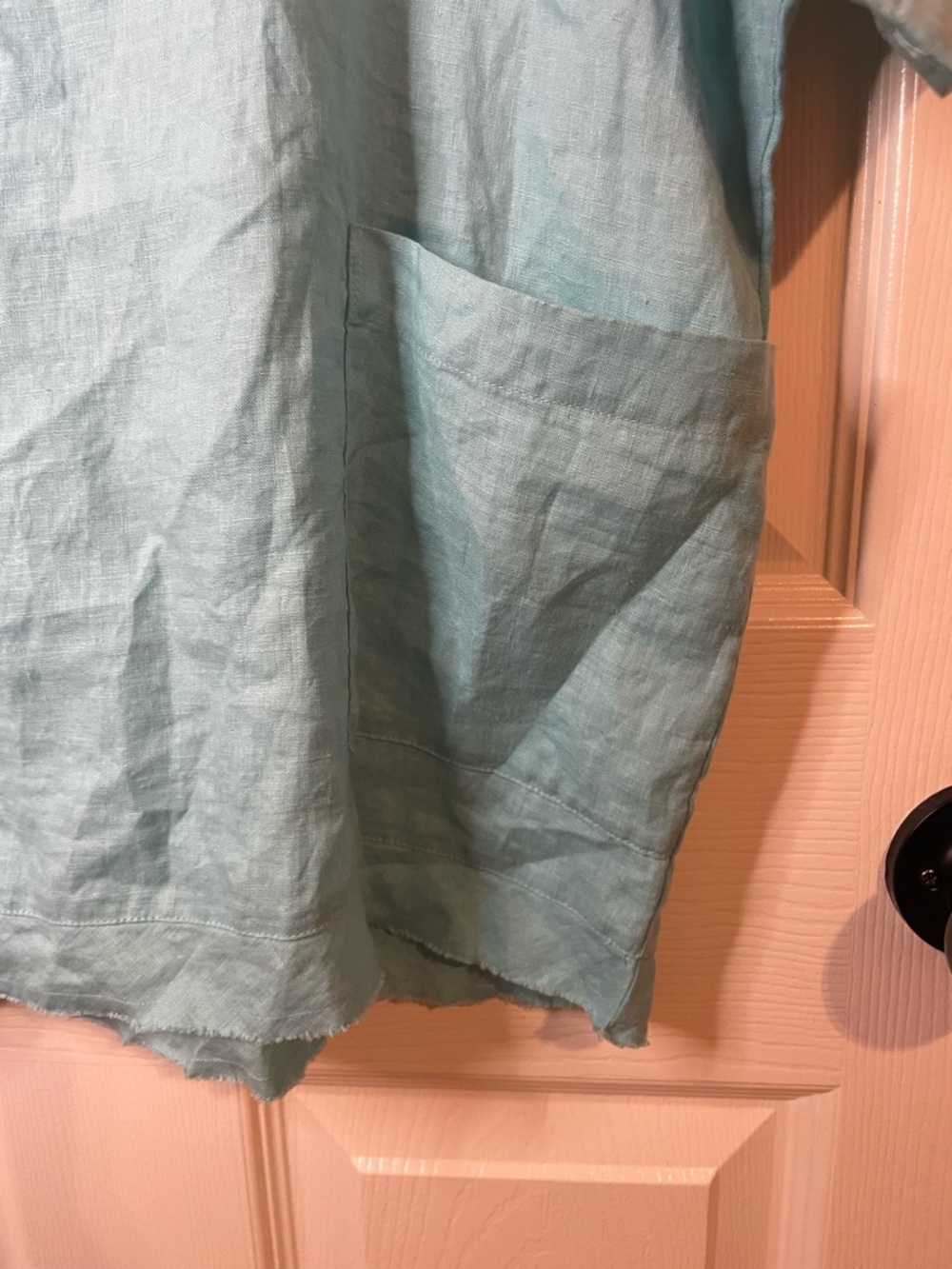 Eileen Fisher Linen Pocket Top in Aqua Blue Coastal Grandmother Size Small - Picture 7 of 10